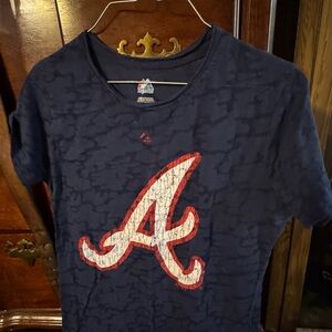 Majestic Navy Blue Women’s Tee with Red Graphic